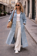 Oversize Denim Mantel Made in Italy Jeansmantel Print Superstretch Gr 44-48