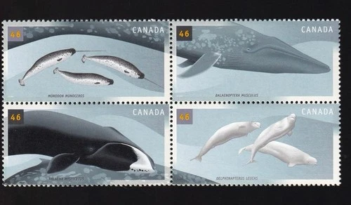 Canada 2000 Whales 46¢, MNH block of 4 sc#1871a