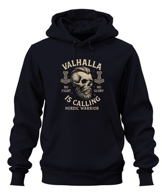 Valhalla is Calling Wikingerkrieger Schädel Runenhammer Nordisch Unisex Hoodie K
