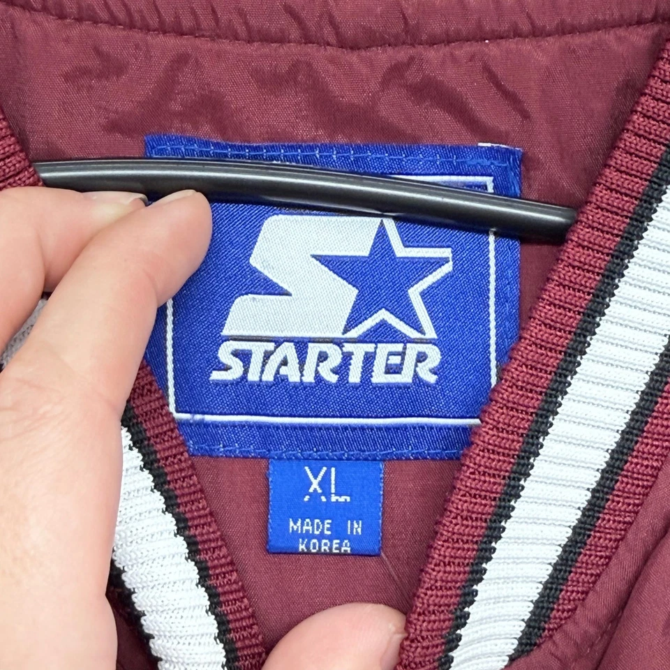 Starter Pullover Jacket Maroon MSJ Spellout Logo Athletic Windbreaker Mens XL - Image 3 of 4