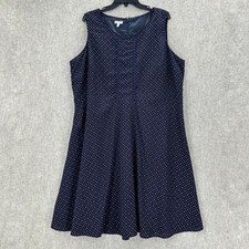 Talbots Woman Navy Polka Dot Sleeveless Dress Plus Size 20W A-Line Chiffon