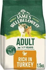 1.5kg James Wellbeloved Natural Senior Complete Dry Cat Food Rich in Turkey 10.66 per kilo