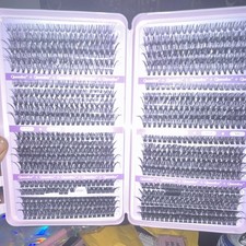 Queenlace Cluster Eyelashes Full Volume Black Thick Soft 8-16mm Set