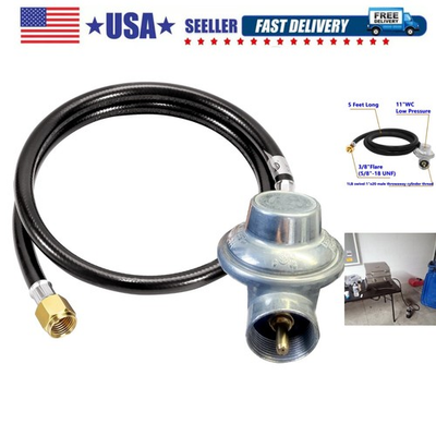 #ad 1LB Propane Regulator with Hose 11quot; WC Low Pressure 3 8quot; Female Flare 5FT ... $30.07