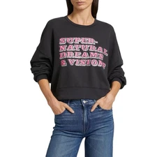 Mother The Winger Cropped Sweatshirt Womens L Black Casual Lounge Comfy Cozy NWT