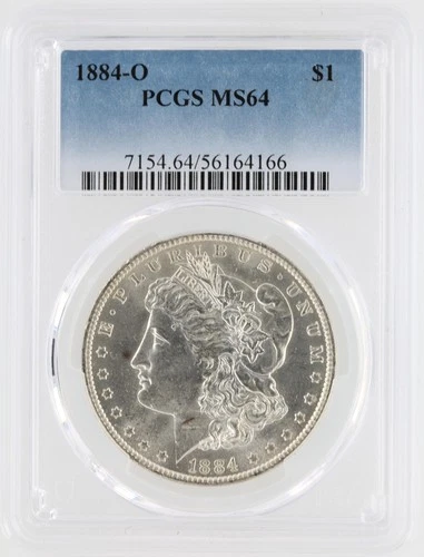 1884-O Morgan Silver Dollar PCGS MS64 S$1 New Orleans Minted chipped holder