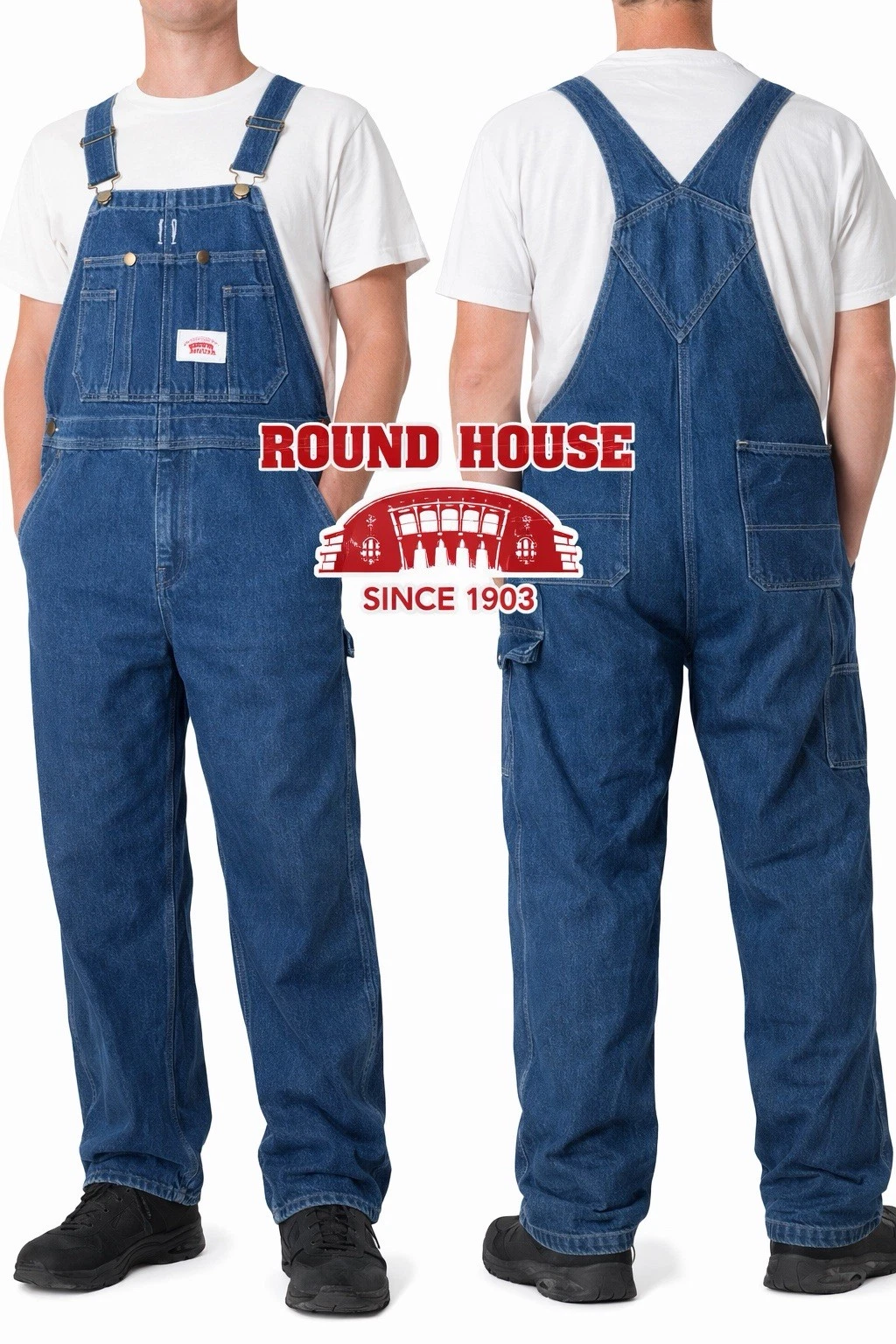 Round House Denim Bib Overalls Mens 42x34 Blue Carpenter Workwear Outdoors
Opens in a new window or