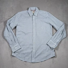 Relwen Men's Button Down Cotton Shirt Mens M White Blue Plaid HUCKBERRY