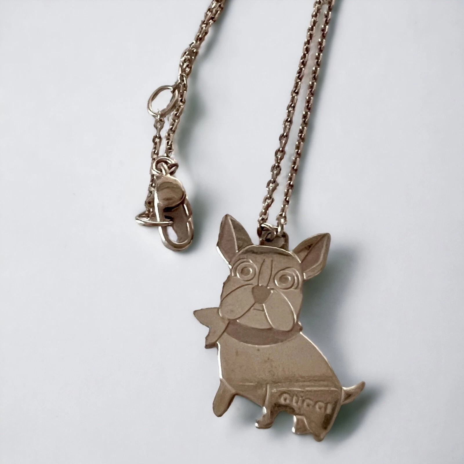 Ciondolo Collana Bulldog Francese Cane Argento Sterling 925 Gucci A