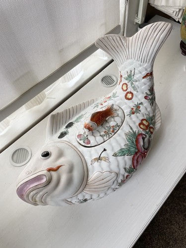 Vintage Ceramic Asian Fish Form Tureen - 第 1/10 張圖片
