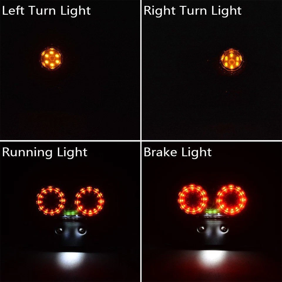 Universal Motorcycle LED Dual Brake Turn Signal Tail Lights For Honda Suzuki - Image 3 of 4