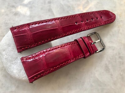 22mm/18mm Burgundy Alligator Crocodile Embossed Leather Watch Strap Band