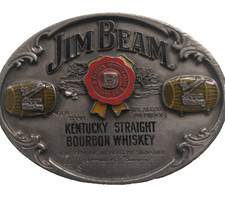 JIM BEAM KENTUCKY STRAIGHT BOURBON WHISKEY Belt Buckle U.S.A. Made Licensed