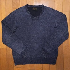 LNWOT BEAMS Plus Flax Cotton Vegetable Dye Military V-Neck Sweater Blue Small
