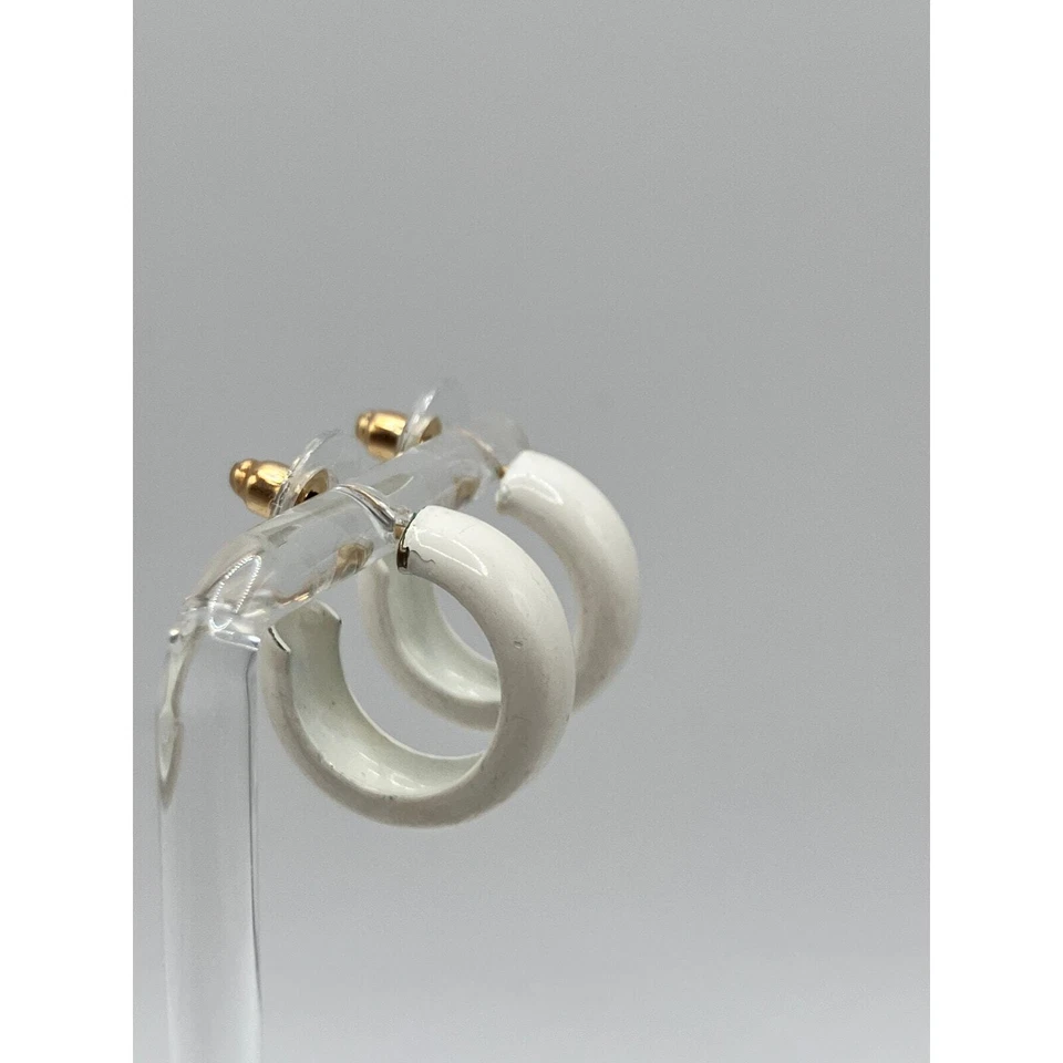 ¡Pendientes de aro vintage de esmalte blanco! Foto 4 de 4
