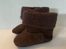 NWT Infant Boys 03 Gymboree BROWN faux SUEDE/SHEPRA Fur Lined Cuff-Top BOOTS