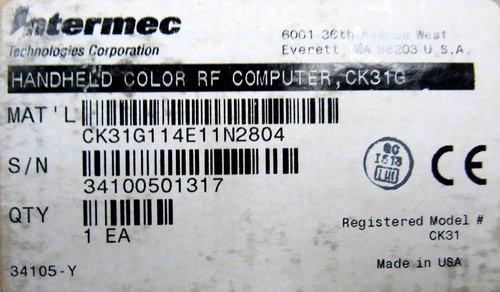 NEW INTERMEC CK31G COLOR BARCODE SCANNER CK31NI CK31G114E11N2804 WITH CHARGER - Picture 10 of 10