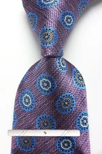 New Classic Polka Dot Blue Purple JACQUARD WOVEN 100% Silk Men's Necktie Tie