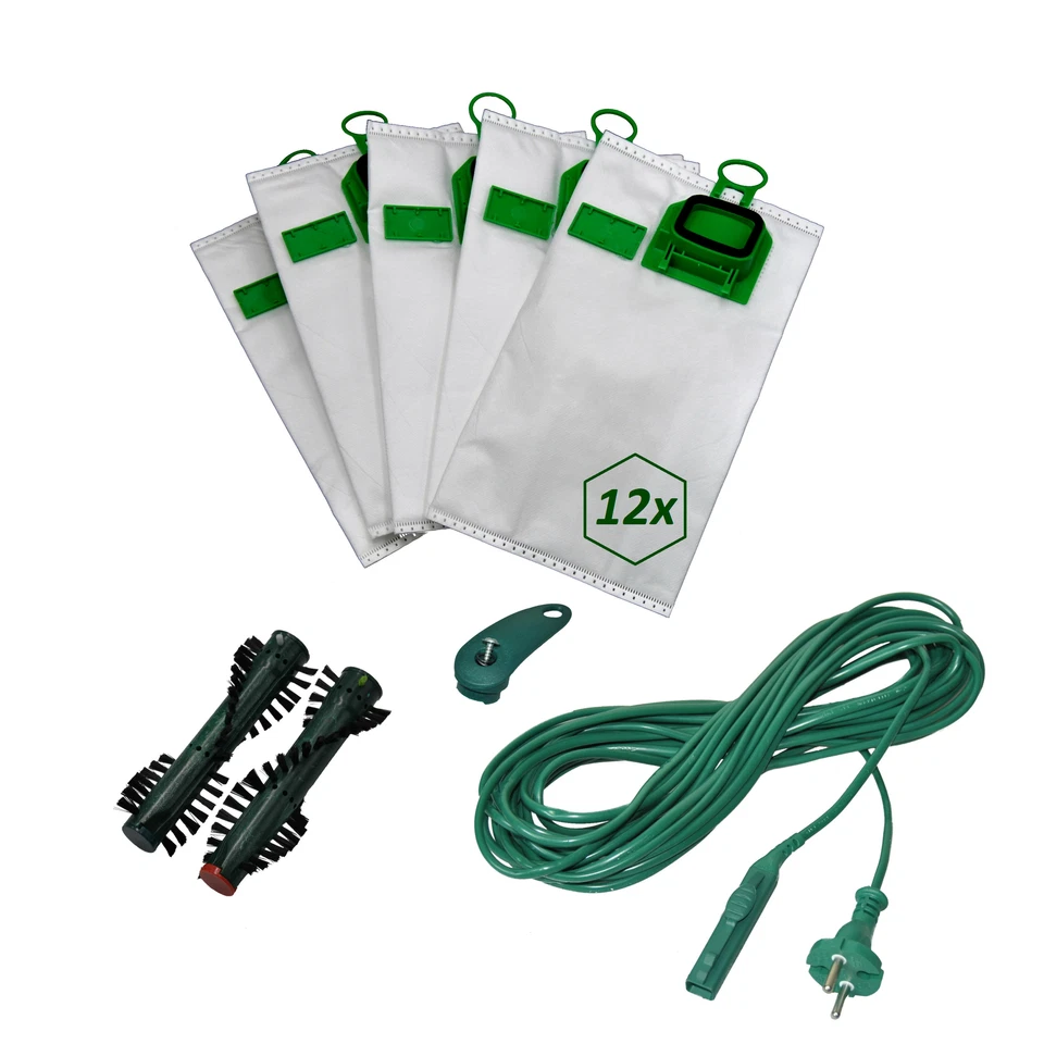 SET geeign Vorwerk VK 140 150 12 Beutel 10 m Kabel + Halter EB 360 Bürsten
