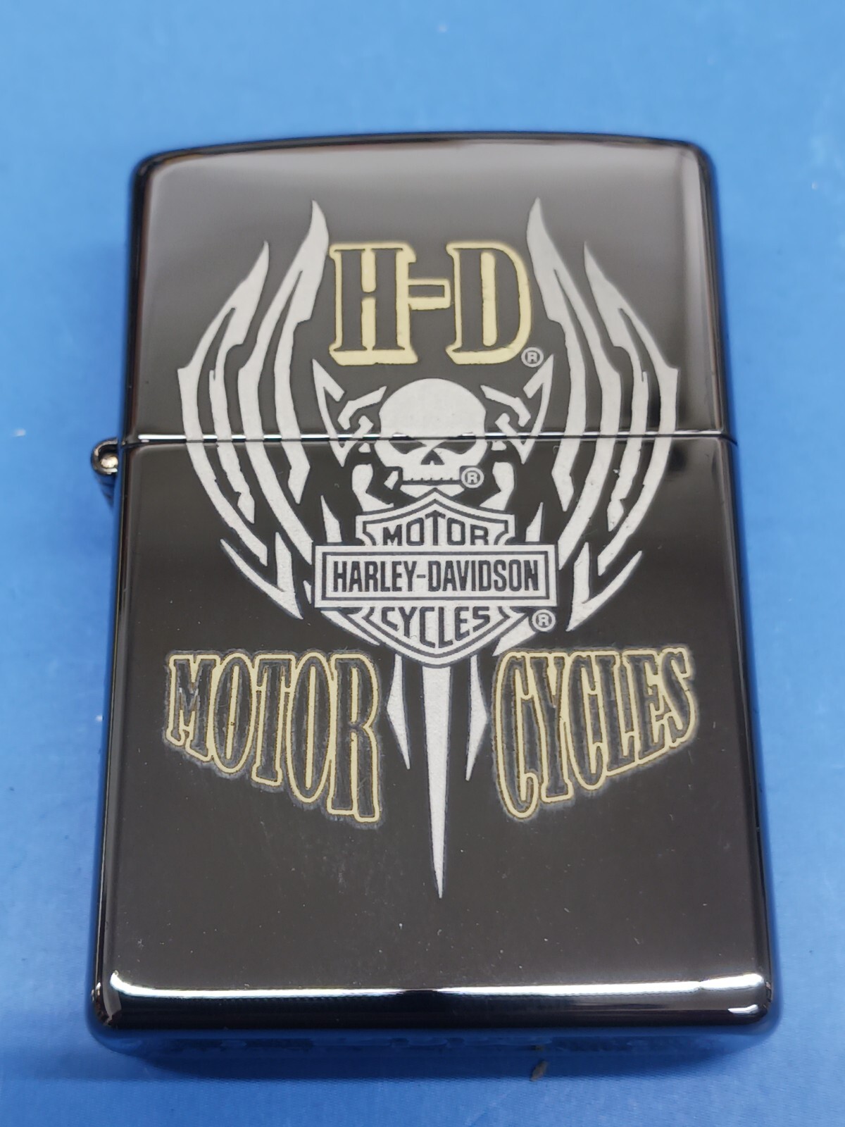 Zippo HD W/Skull and Wings Black Ice 29154