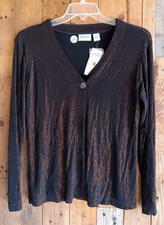 Chico's Travelers Jacket Bronze Stretch Button Up Size 1