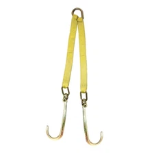 Synthetic Tow V Bridle with 15" J Hooks Soft Nylon USA Made Axle Winch Strap