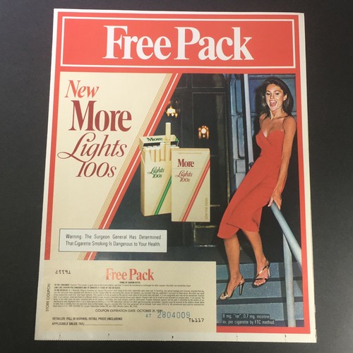 VTG Retro 1981 More Lights 100s Menthol Cigarettes Free Pack Print Ad ...