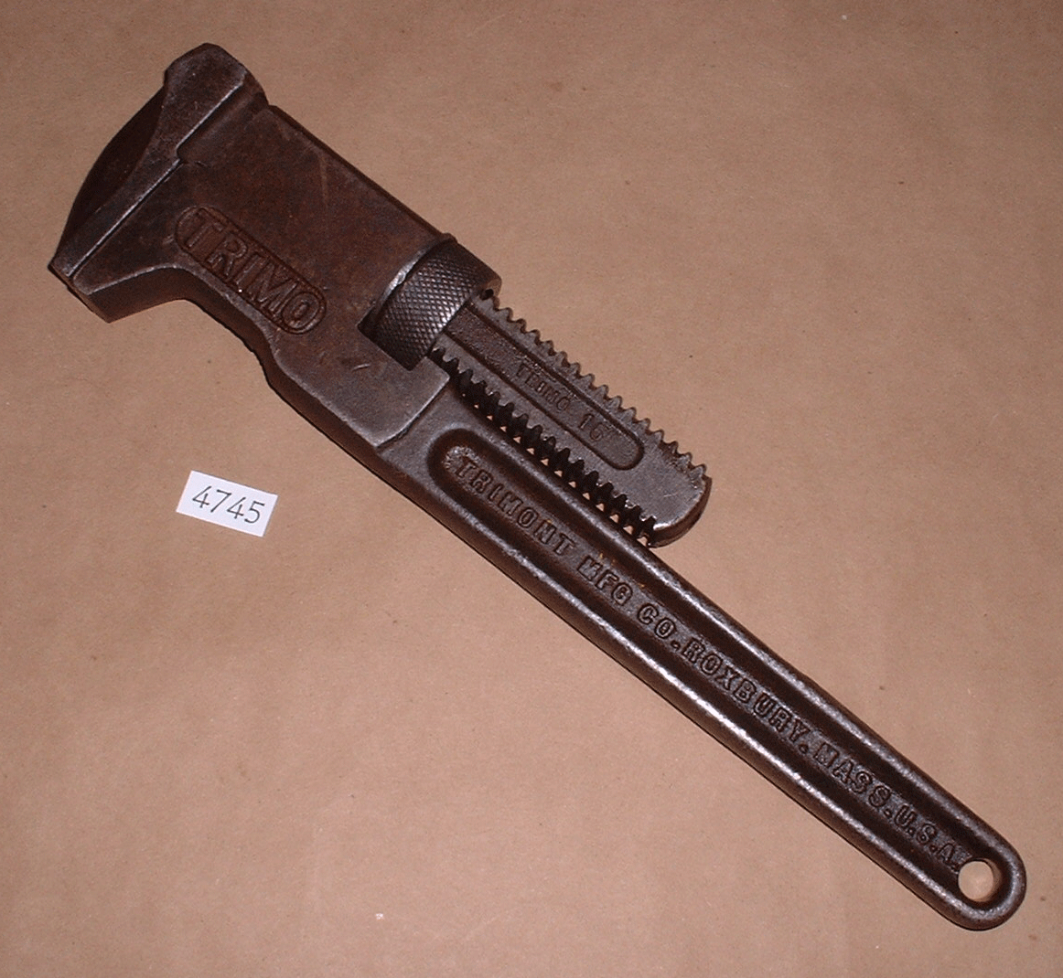 パイプカッター　TRIMONT MFG CO Antique Trimo Monkey Wrench Pat'd 12-19-11 Trimont Mfg. Co
