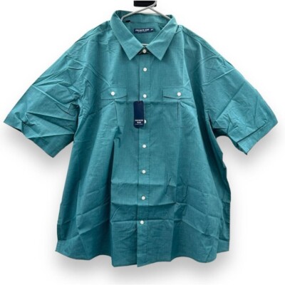 Atlas for Men SS Pilot Short Sleeve Button Down Shirt in Teal Sz 3XL NEW