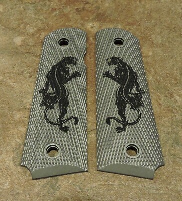 1911 GRIPS - GUN METAL GREY|BLACK - BLACK PANTHER- , .45, FULL-SIZE, AMBI