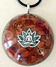 New ORGONE ENERGY Pendant Necklace Yoga Symbol Goldstone Healing Stones USA