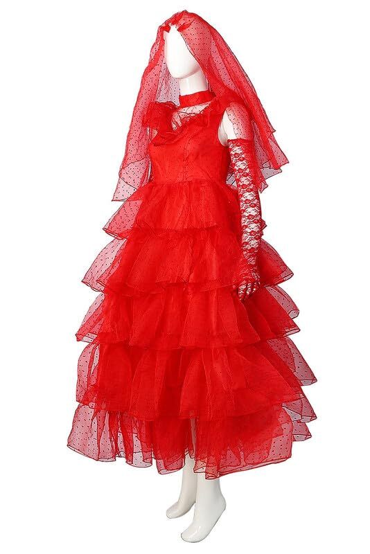 Women Ghost Costume Red Bride Wedding Dress Cosplay Halloween Outfits