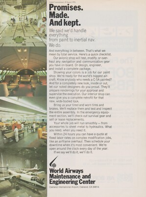 Aviation Magazine Print - World Airways Maintenance Engineering Center (1974)