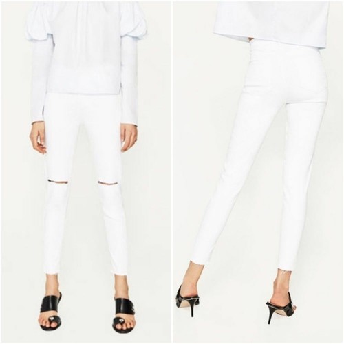 Zara Womens 2 White High Rise Waist 
