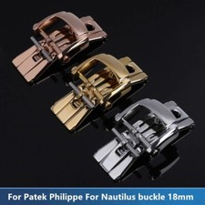 18mm Stainless Steel Deployment Clasp Buckle For Patek Philippe Silver Rose Gold