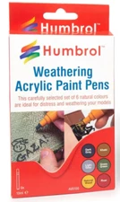 Humbrol Weathering Acrylic Paint Pens - Set Of 6 Pens AV0100