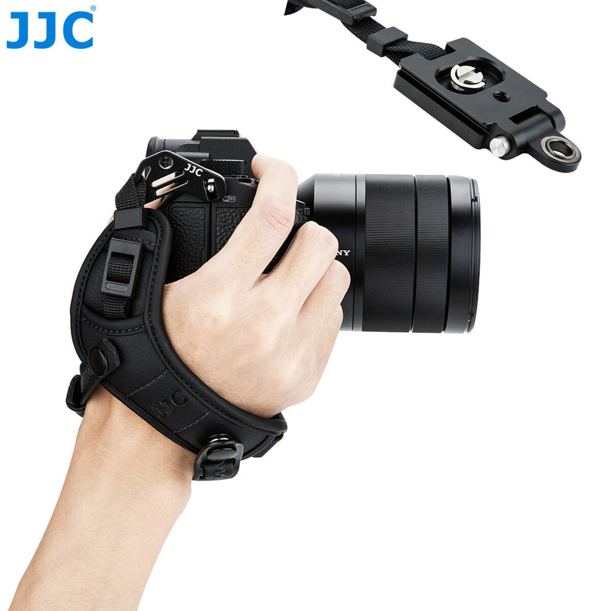JJC Leather Hand Strap Grip Arca QR Plate for Fuji X-H1 X-T3 JJC Leather Hand Strap Grip Arca QR Plate for Fuji X-H1 X-T3