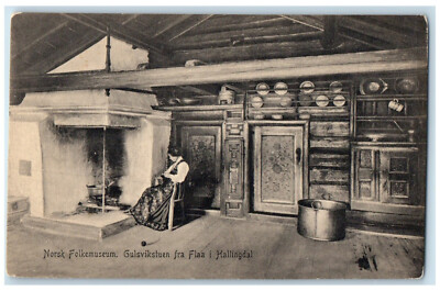 c1910 Norwegian Folk Museum Gulsvikstuen Fra Flaa Hallingdal Norway Postcard
