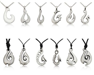 Maori Angeln Haken Silber Zinn Charm Halskette Anhänger Schmuck