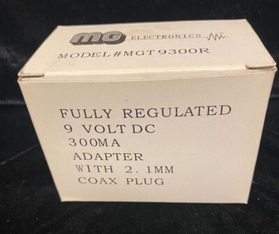 MG ELECTRONICS FULLY REGULATED 9 VOLT DC ADAPTER MODEL #MGT9300R
