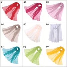 Women Solid Color Chiffon Scarf Big Size Bandana Elegant Long Shawl Wrap Summer