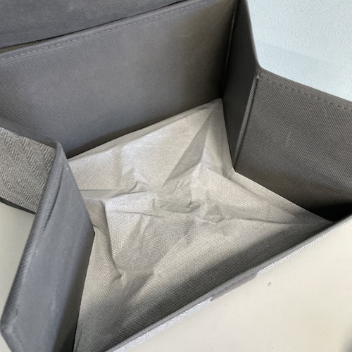 Fabric Storage Collapsible Bin Clear Window Grey Attached Lid (NO Bottom) - Picture 14 of 17