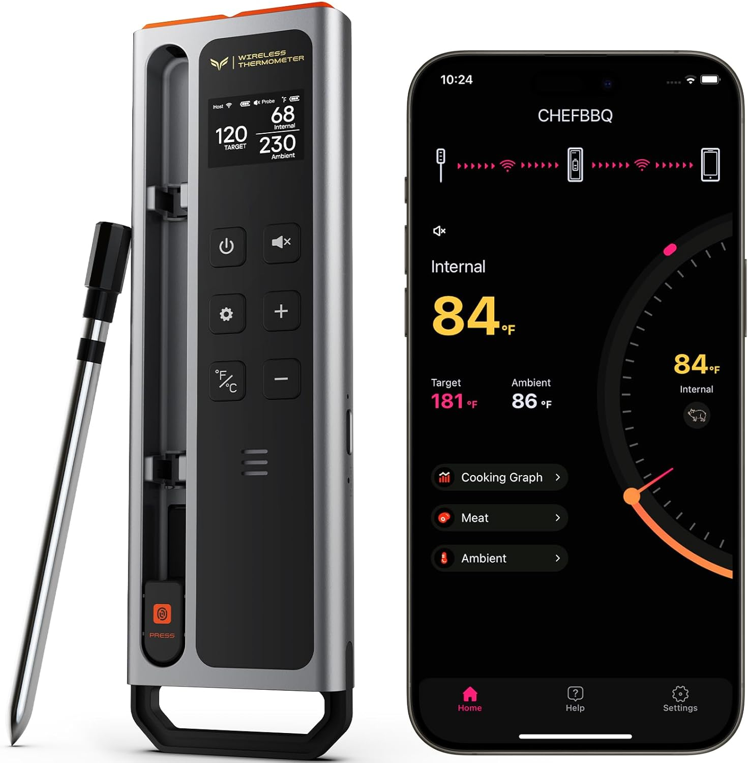 Meat Thermometer Digital Wireless, 800FT Long Range Bluetooth Cooking Thermomete-image