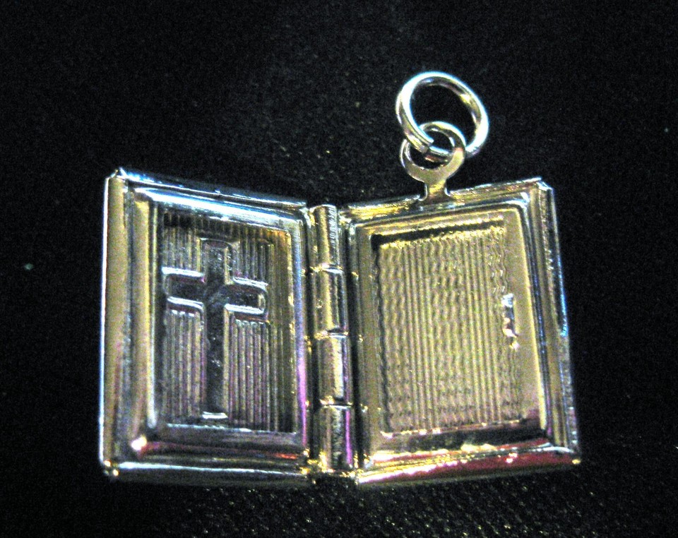 SMALL SILVER RHODIUM BIBLE LOCKET WITH CROSS | eBay