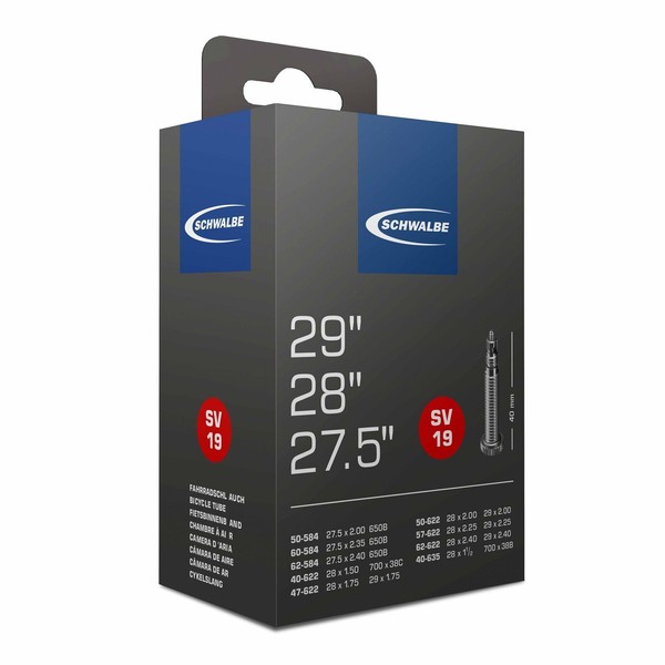 1X Schwalbe - Schlauch SV19 40/62-584/635 Ek 40 Mm, 27,5 29 Zoll, Schwarz-image