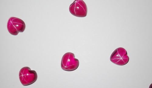 Transparent Star Ruby Heart 8x8 mm Cabochon Created 6 Rayed Stone 5 pieces Lot - Picture 5 of 12
