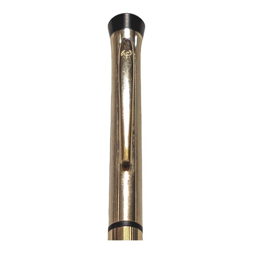 Vintage Garland Bubbletop Pen Goldtone Black Accents Advertising Top - Picture 3 of 5