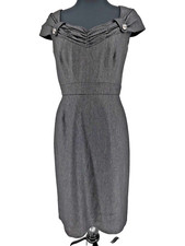 Tahari A.S.L. Woman's Gray Tailored Sheath Dress Size 4 Lined Back Zip & Slit