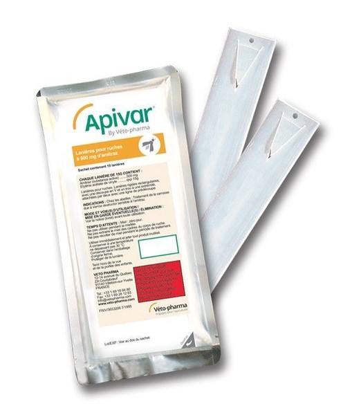 Paquete apivar varroa para cinco Colmenas