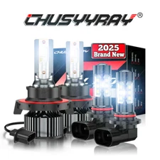 For 2005 2006-2014 Ford F150 6000K LED Headlight Hi/Lo+Fog Light Bulbs Combo 4x